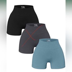 OQQ Women's Yoga Shorts Seemless Ribbed Set